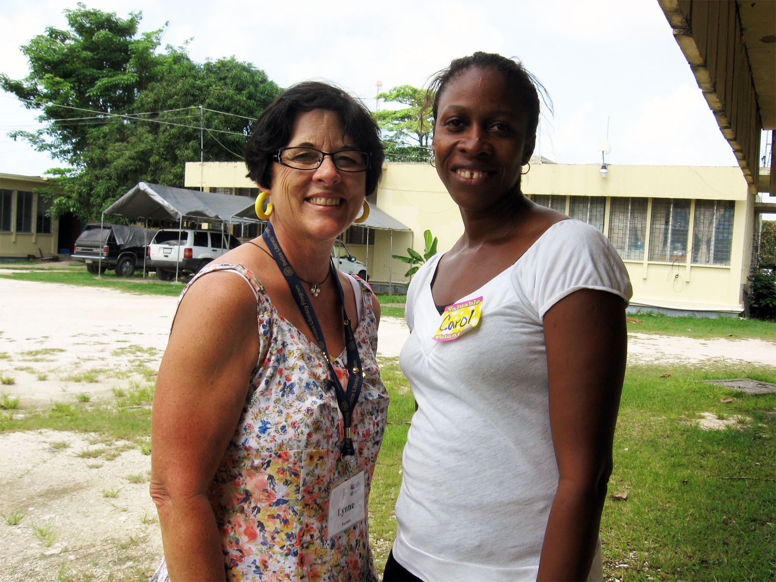 CONNECTING - Red Deer's Lynne Paradis poses with a friend during a visit to Belize recently. Paradis is working to help see literacy rates in the country improve.