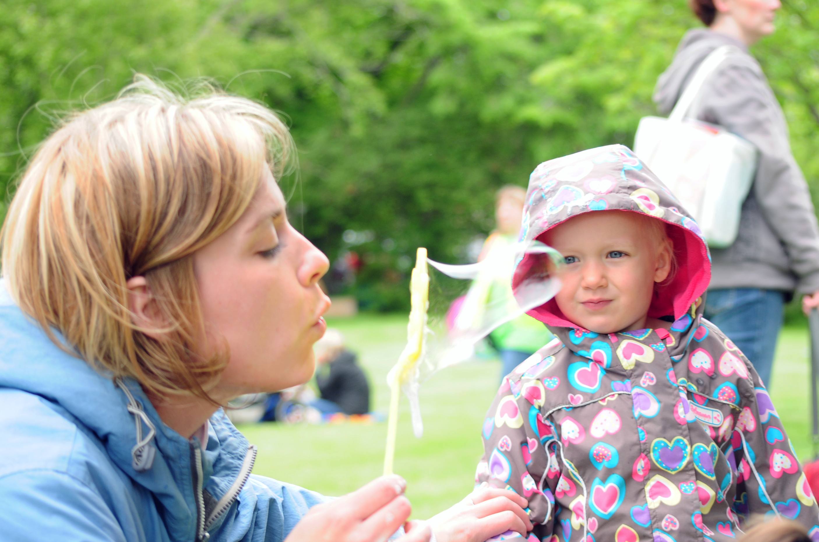 BUBBLY FUN- Chantel Kehler blows some bubbles as her daughter Magdalena