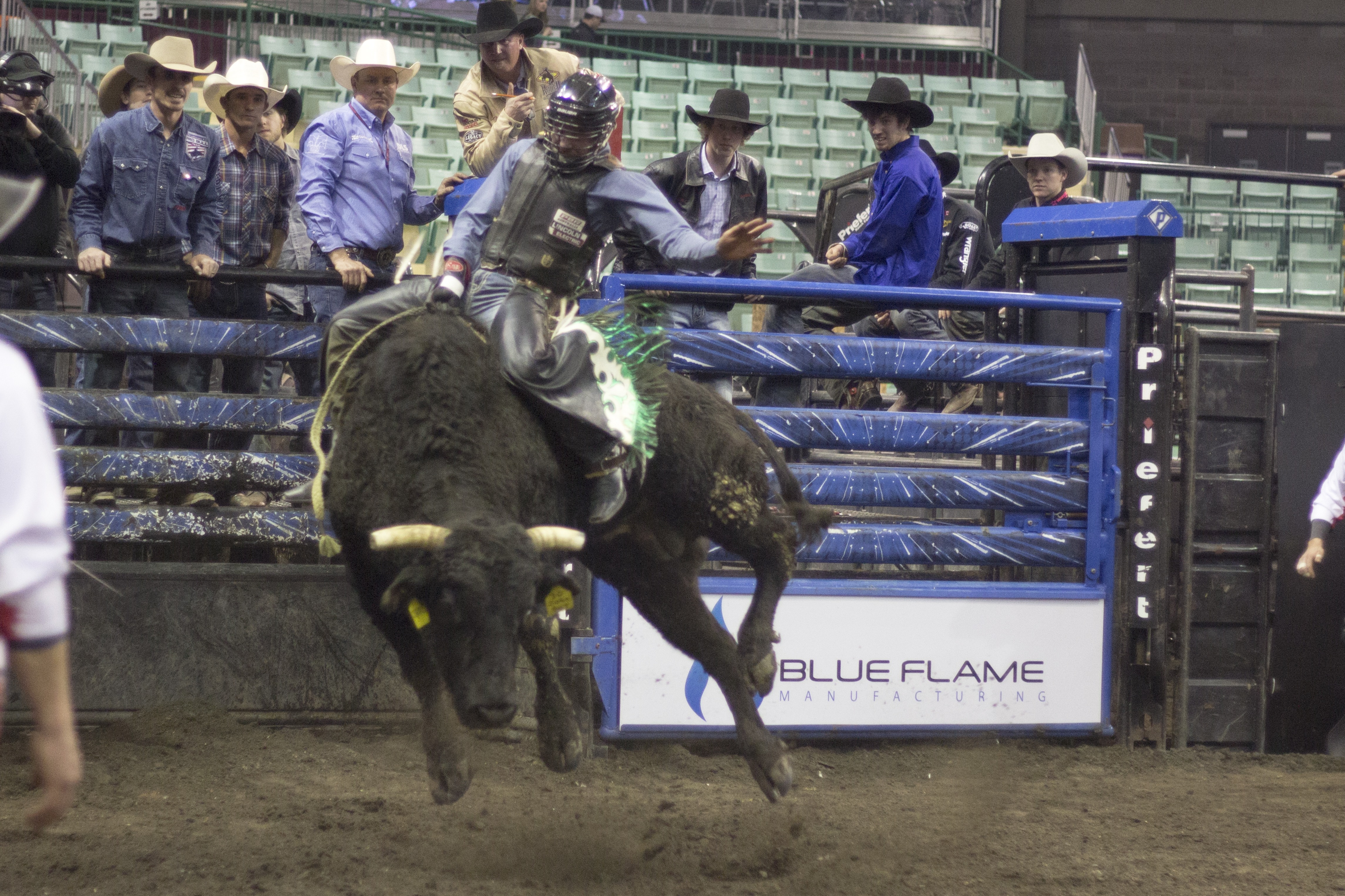 SERIOUS SKILLS – Garrett Green of the Professional Bull Riding Canada (PBR) Touring Pro managed to earn 86.5 points during the short round of the event held last weekend at the Enmax Centrium.