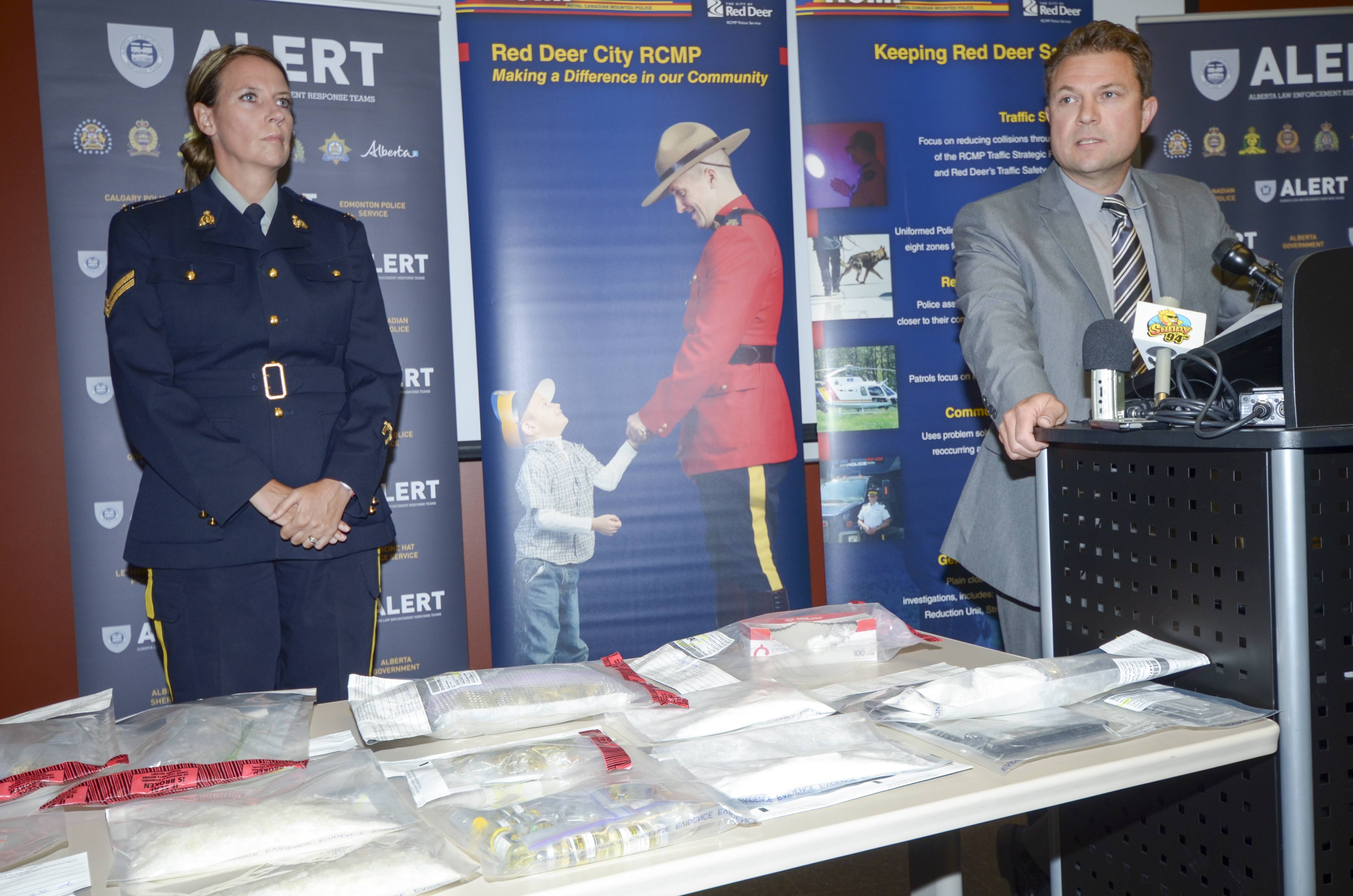 ARRESTS MADE - Sarah Knelsen of the Red Deer RCMP and Staff Sgt. Martin Schiavetta of ALERT- Calgary explain how Red Deer RCMP