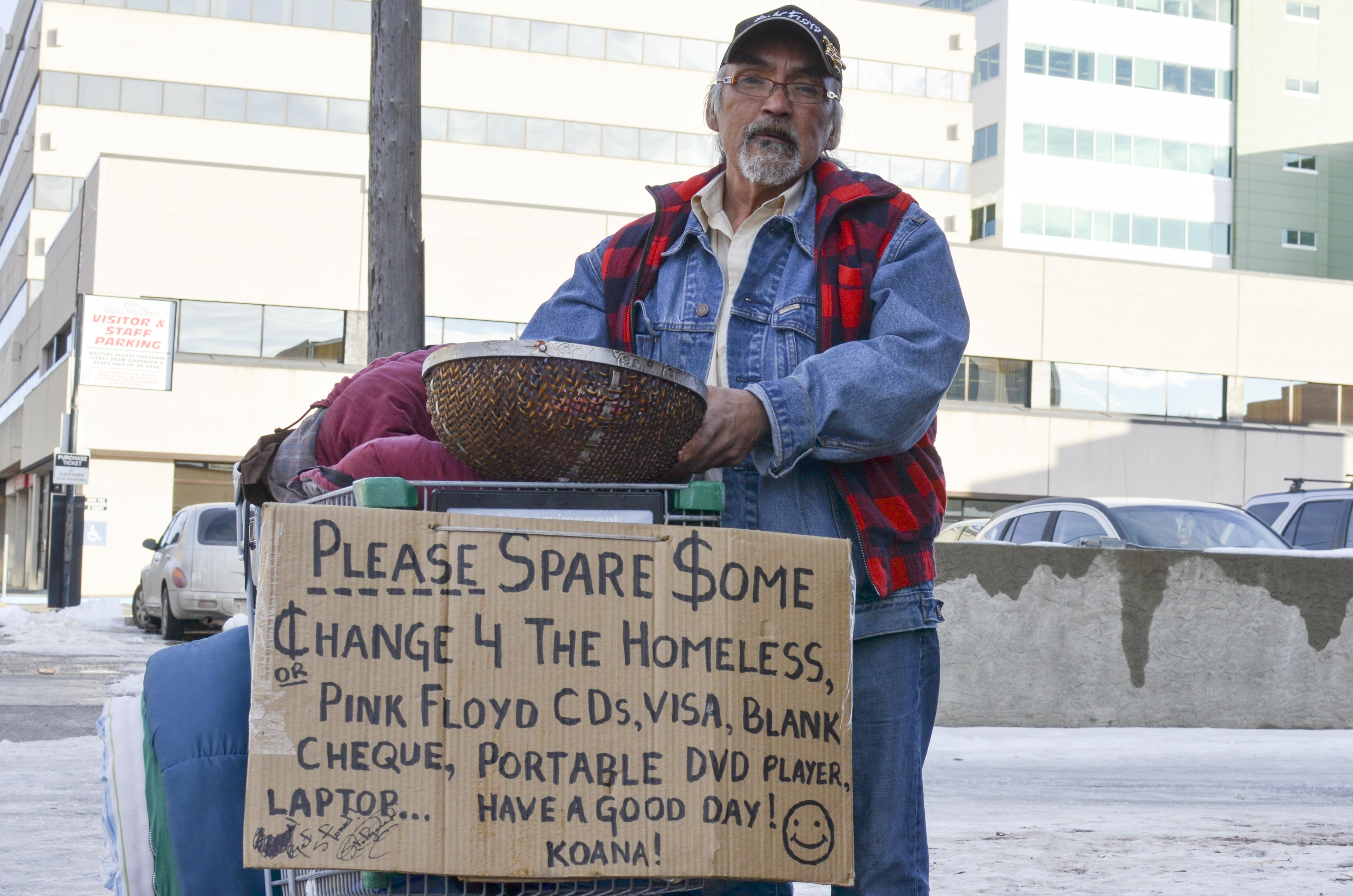 HELPING HOMELESS – Samuel Tologanak stands outside Potter’s Hands soup kitchen. Tologanak is among Red Deer’s homeless who utilize facilities assisted through Red Deer’s five-year plan to end homelessness.