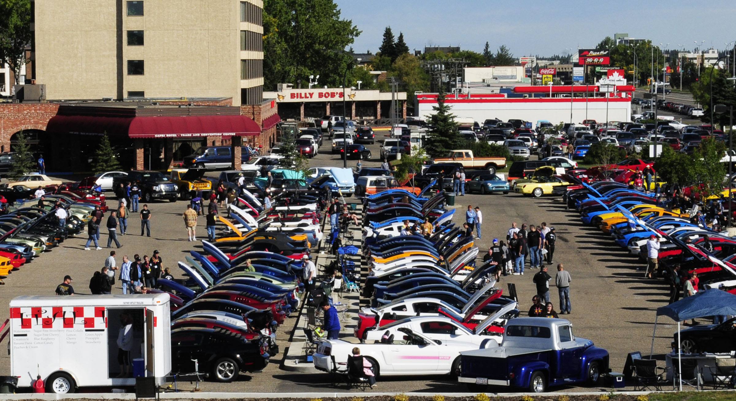 The Capri Hotel and Convention Centre parking lot was the gathering place of Mustang enthusiasts and their cars Saturday during the 2010 International Mustang Meet.