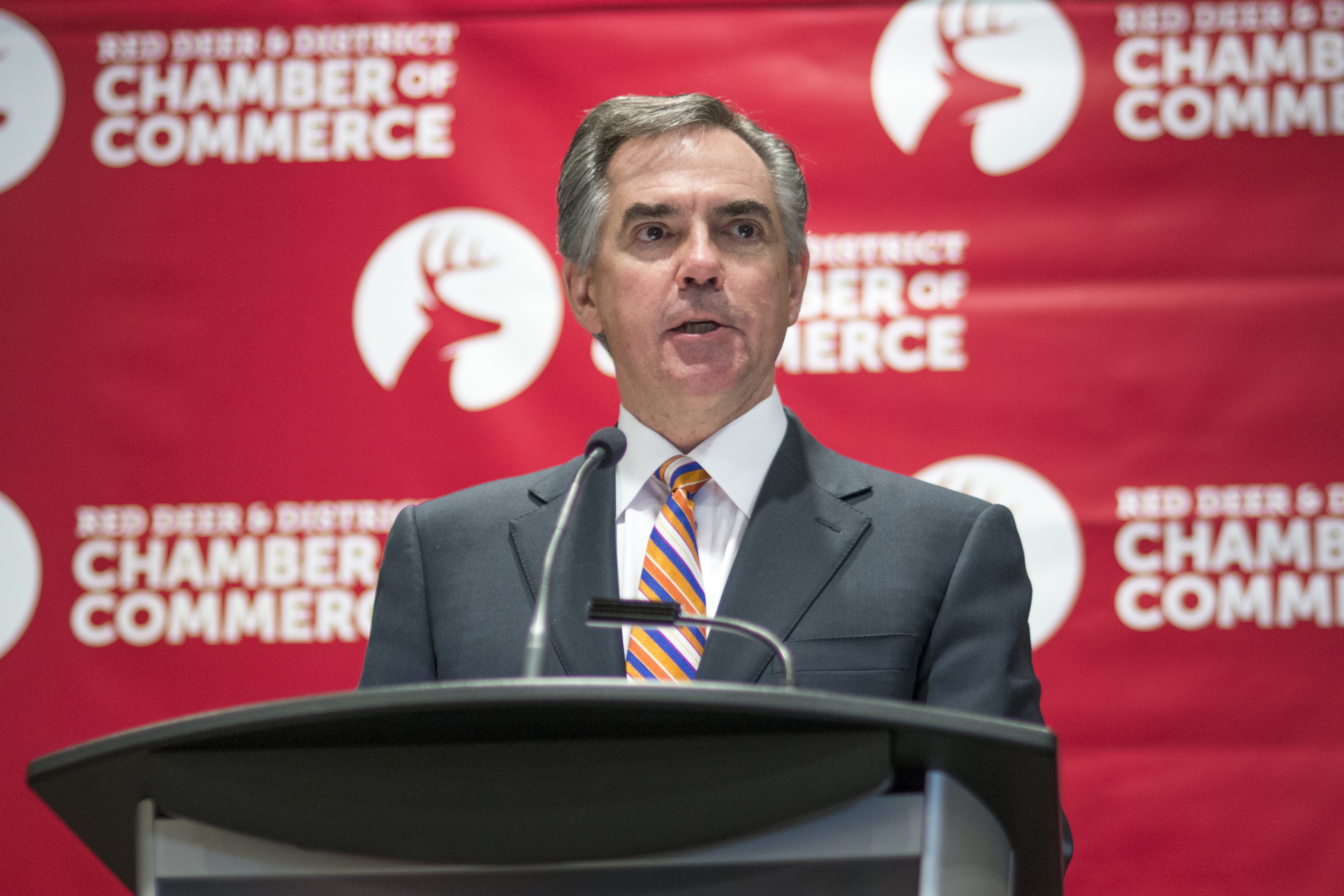 BUDGET TALK – Premier Jim Prentice visited Red Deer last week as part of the Chamber of Commerce luncheon. Prentice addressed the crowd on the impacts of the PC party’s new provincial budget among other things.
