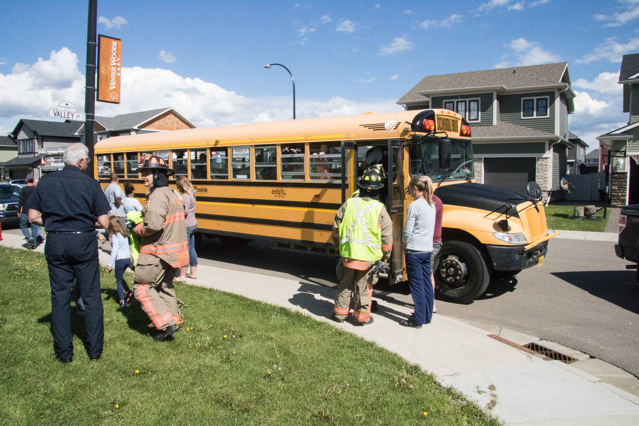 CHARGES LAID - Shelly Joy Kolodychuk, 42, of Red Deer has been charged with impaired driving-related offences after a school bus carrying 18 children collided with a tree and street sign in Vanier Woods on Monday.                                Todd Colin Vaughan/Red Deer Express