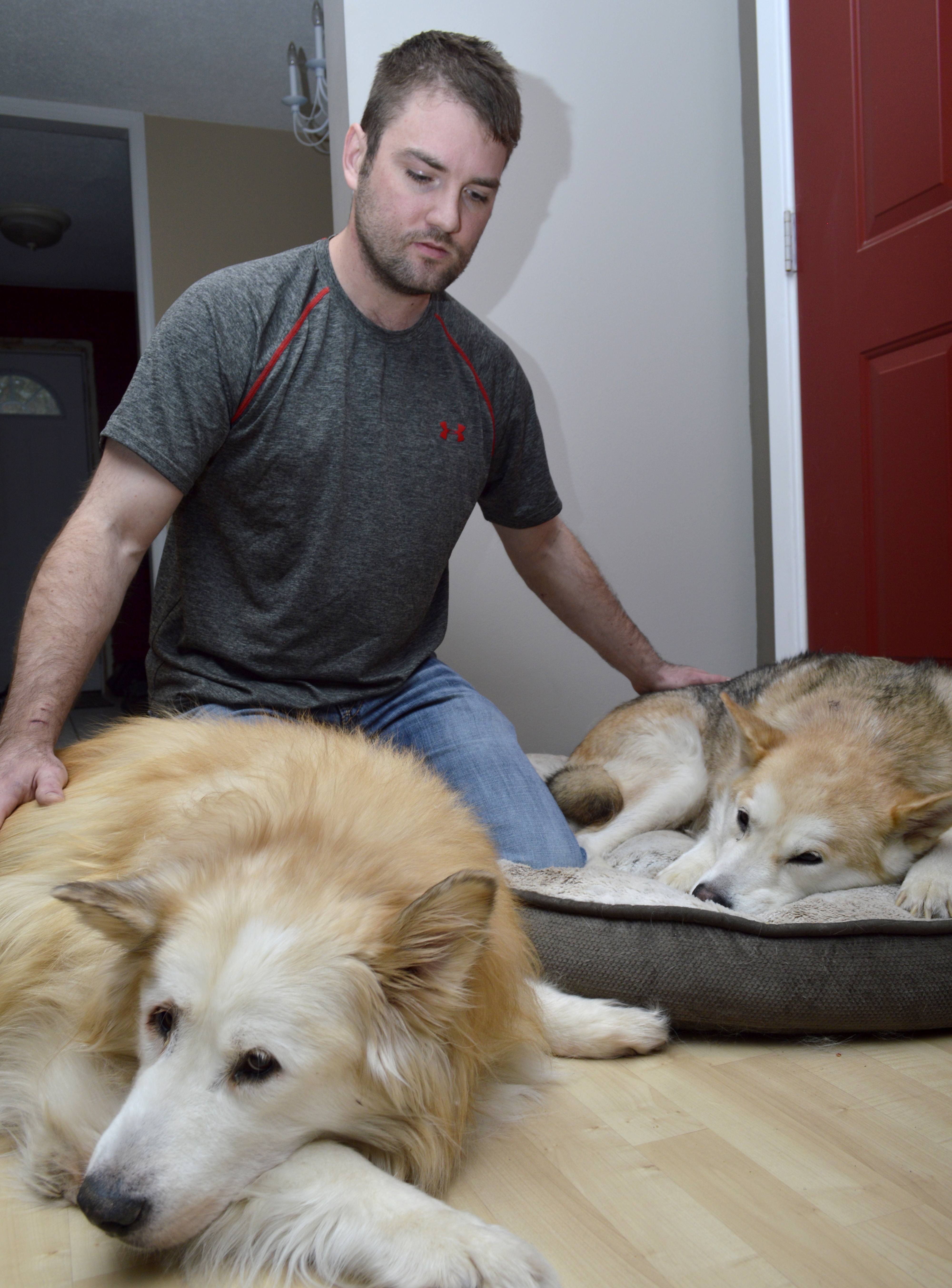 SAFE AND SOUND - Red Deer resident William Gibb pets his dog Sasha