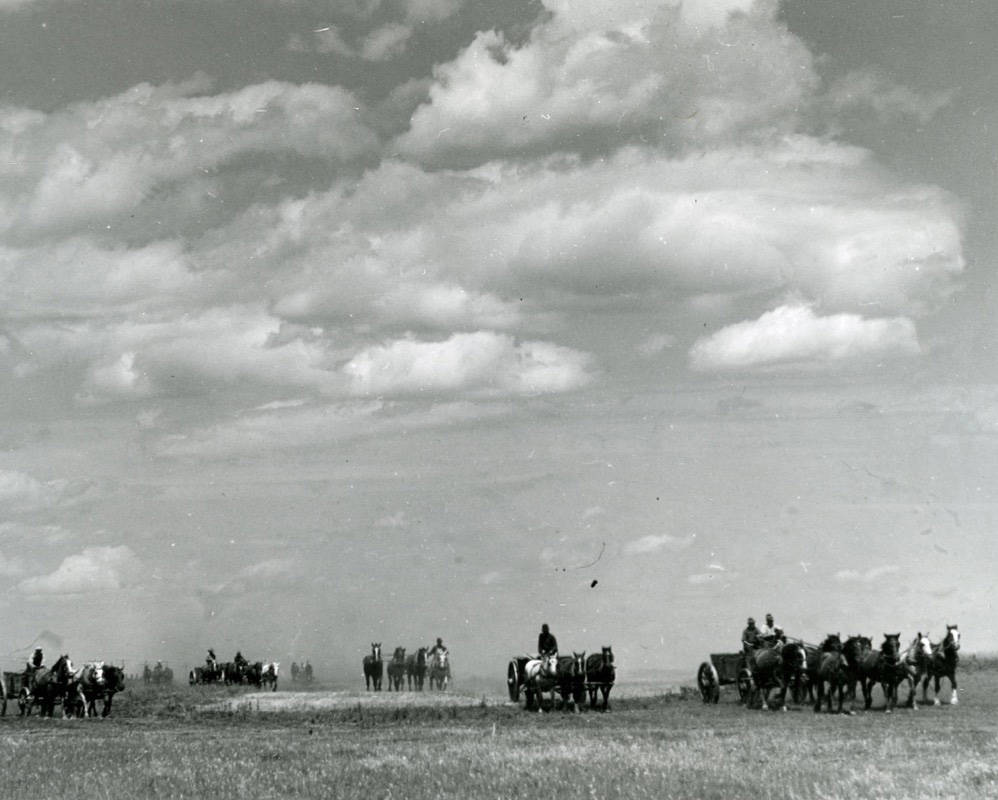 DRY SEASON - Road crew working south of Red Deer in the mid-1930s. Syd Wardle photographer.                                Red Deer Archives P2623