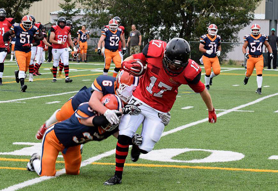 GOING STRONG - Pictured here in a file photo, the Central Alberta Buccaneers were back on the field last weekend, taking on the Airdrie Irish and landing a 43-7 win.                                Buccaneers photo