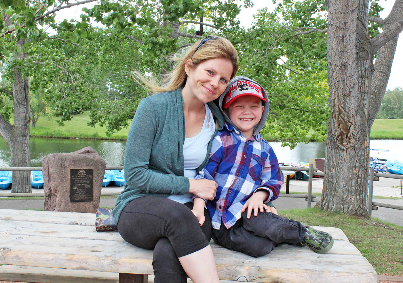 WISH COME TRUE - Five-year-old Ethan sits with his his mom Jacqueline Fowler. Ethan has Leukemia ALL and is going to Disney World thanks to the Make A Wish Foundation.                                Carlie Connolly/Red Deer Express