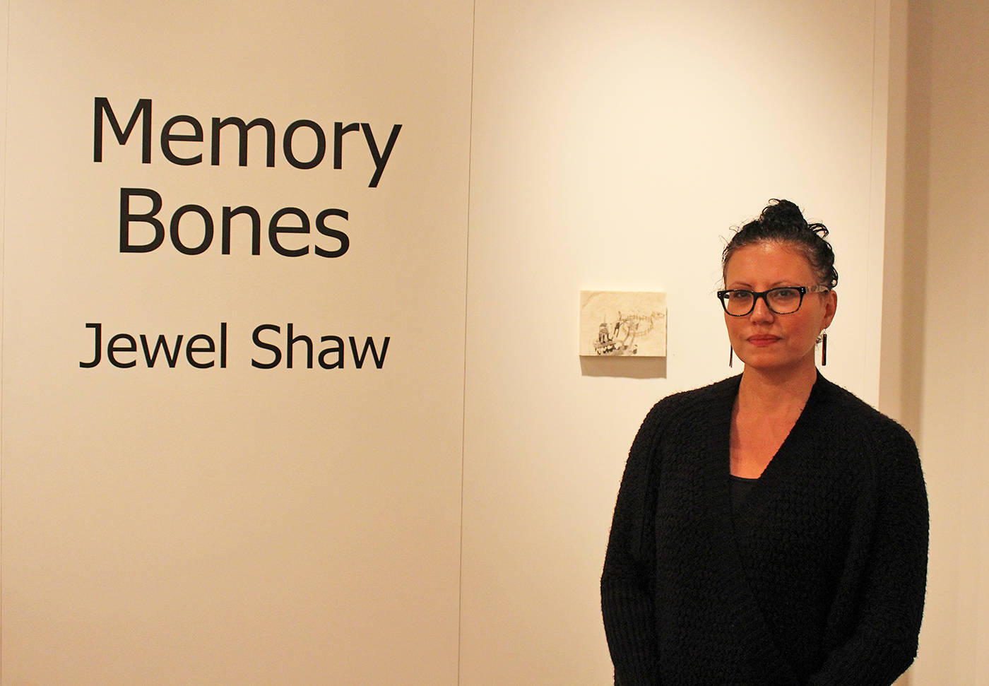LOOKING BACK - Artist Jewel Shaw is showcasing her work in her exhibit Memory Bones, an exhibit piecing together stories from her past. It’s currently on display at the Red Deer Museum + Art Gallery.                                Carlie Connolly/Red Deer Express