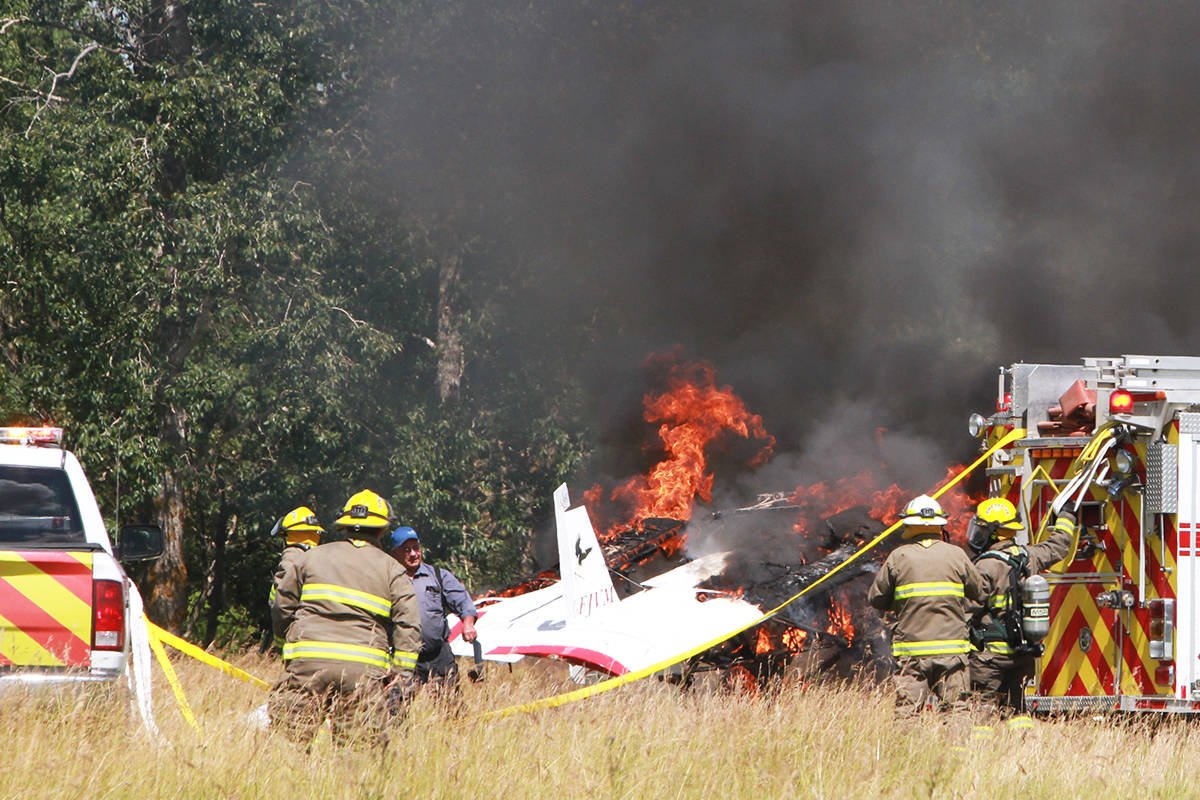 Photos: Light duty plane up in flames near Ponoka