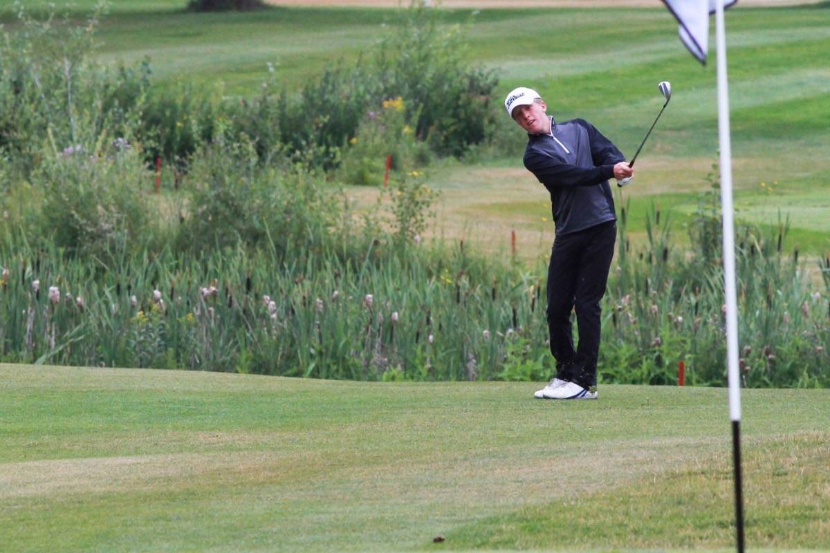 AMATEUR GOLF - Carter Graf - from Red Deer - on the 10th hole of the Ponoka Golf Course. Graf finished third in the tournament and will represent Alberta at the Canadian Men’s Amateur Championship at the Toronto Golf Club and Islington Golf Club from Aug. 7th-10th. Photo courtesy of Jeffrey Heyden-Kaye/Ponoka News