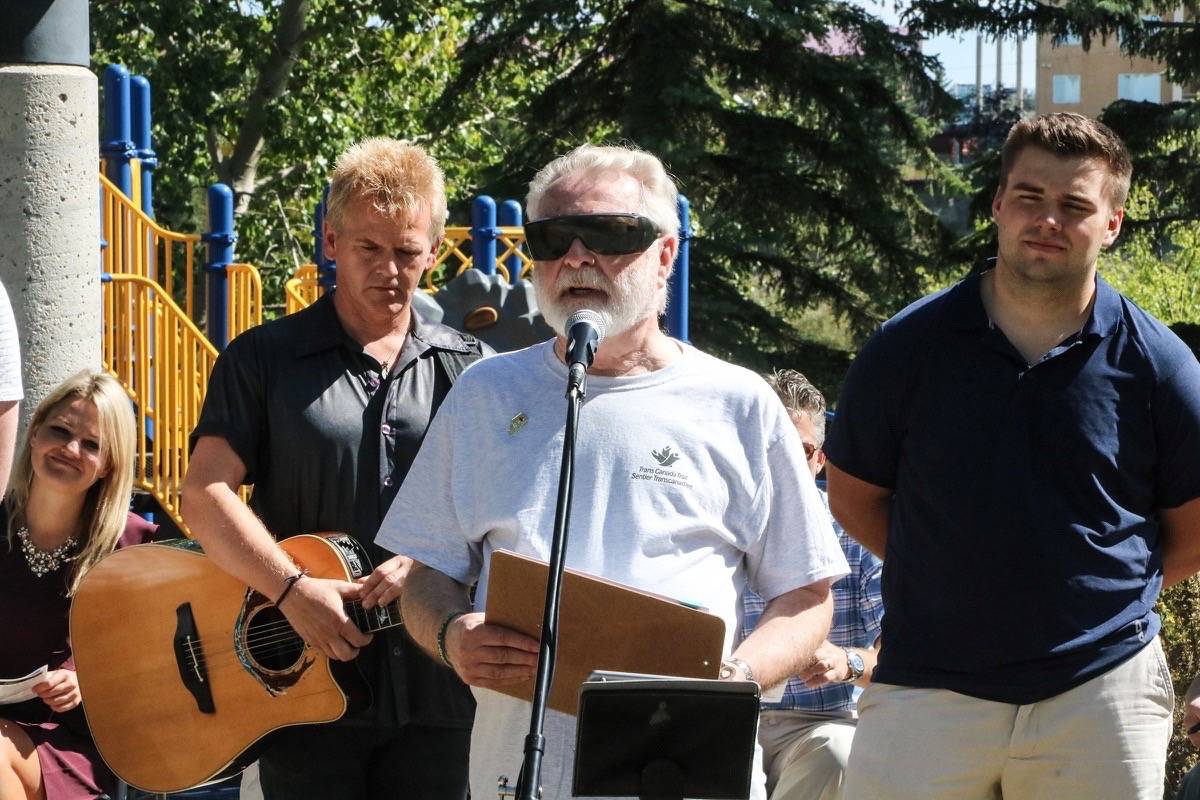 GREAT TRAIL - Paul Pettypiece, president of the Central Alberta Regional Trail Society, presented The Great Trail to Red Deerians at Bower Ponds on Saturday. Todd Colin Vaughan/Red Deer Express