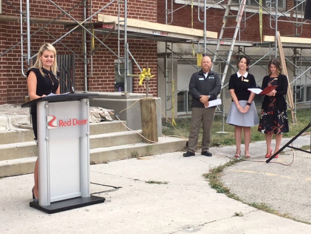 UPDATE - Mayor Tara Veer, along with representatives from the 2019 Canada Games Host Society gave an update on the revitalization project at Central Elementary School. Erin Fawcett/Red Deer Express