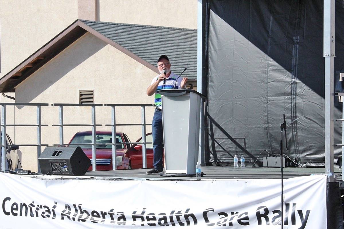 HOSPITAL RALLY - Councillor Ken Johnston expressed his concerns with the Red Deer Regional Hospital at this year’s second rally Sept. 10th at the Memorial Centre. Carlie Connolly/Red Deer Express