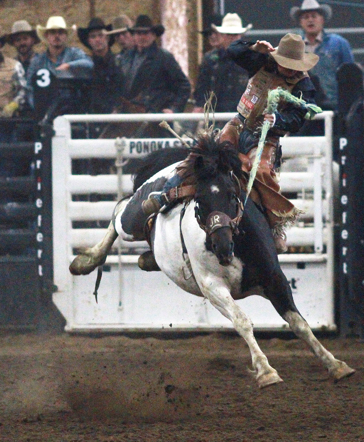 Saddle bronc rider Jake Watson rides Chief Sept. 19 right after the celebration of life of rodeo legend Winston Bruce. The invitational brought some of the best saddle bronc riders around.