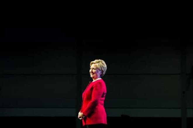 Hillary Clinton speaks to an audience in Toronto promoting her new book “What Happened” on Thursday, September 28, 2017. THE CANADIAN PRESS/Christopher Katsarov