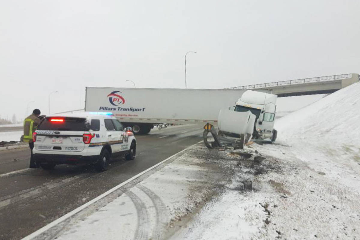 UPDATED: Eight car pile up near Ponoka in first winter storm