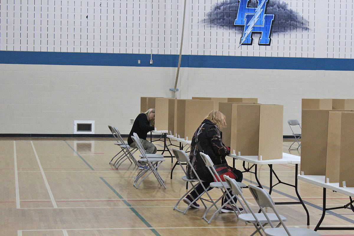 VOTERS IN ACTION - Voters took to their voting stations to cast their ballots for the 2017 municipal election. Carlie Connolly/Red Deer Express