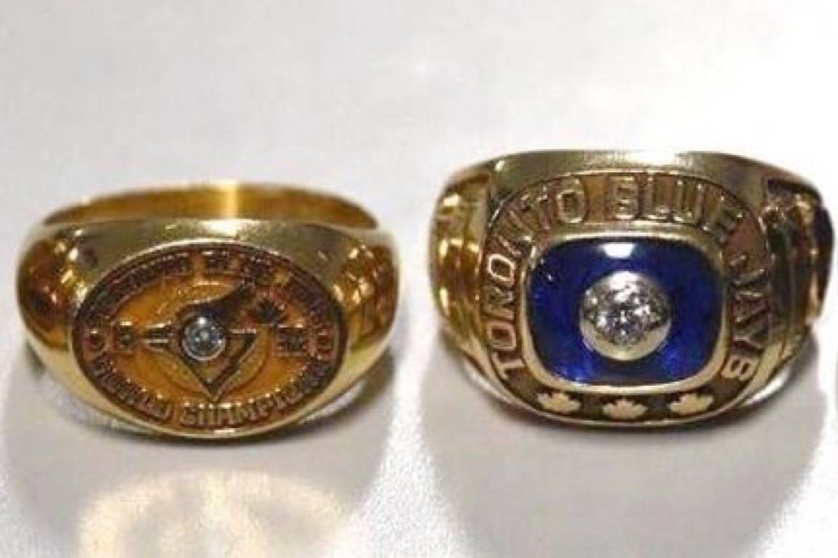 Peel Police say they have recovered two personalized Blue Jays rings, shown here in an undated police handout image, which were stolen from the home of a former Jays executive in 1994. (Peel Police Service)