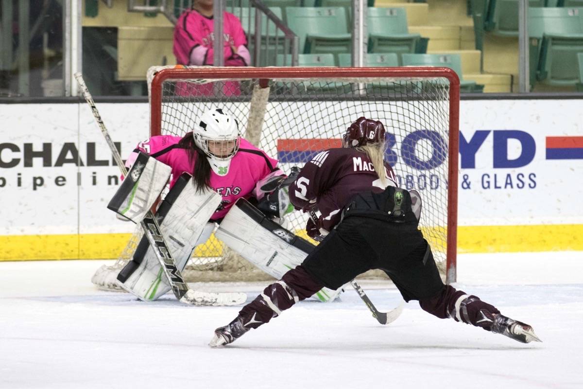 FOR A CAUSE - The Red Deer College Queens Hockey team hosted Pink in the Rink on Thursday night. With the help of Scotiabank matching funds, a total of $21,715 was raised at the event. photo submitted