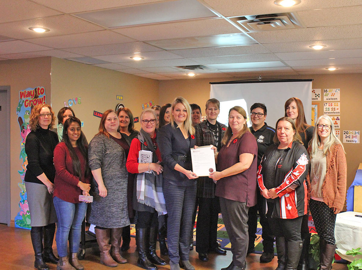 CENTRAL ALBERTA GIVES - Mayor Tara Veer stands with members of various organizations in Central Alberta who have taken part or who are taking part in Giving Tuesday. Carlie Connolly/Red Deer Express