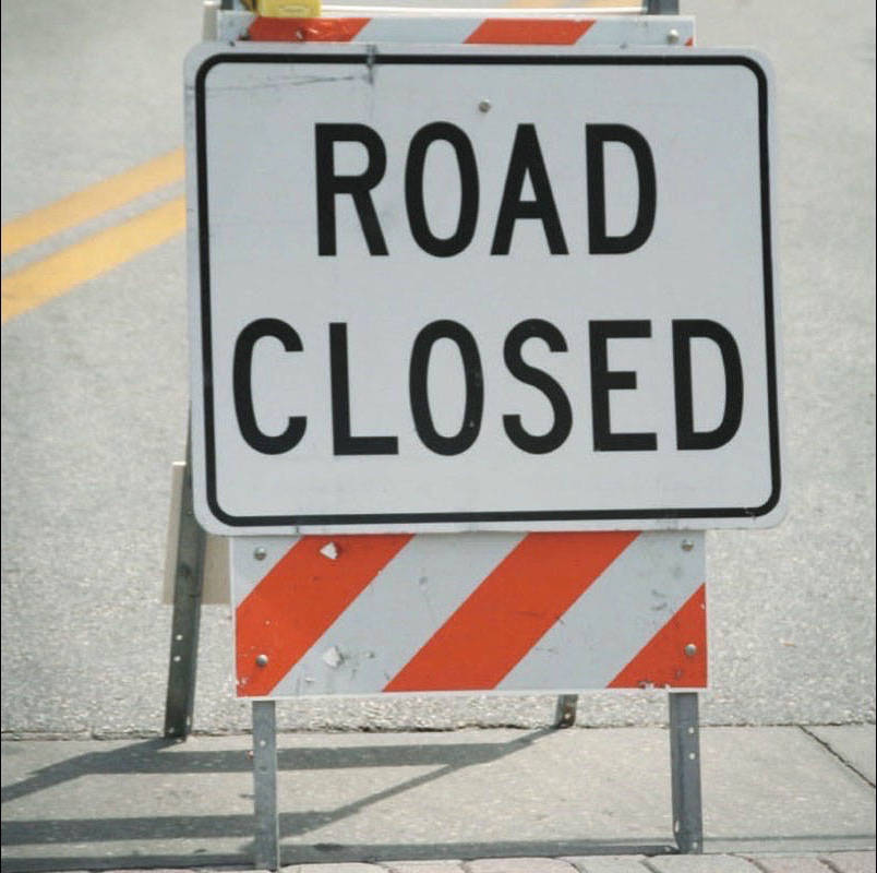 Temporary road closure near Riverside Drive