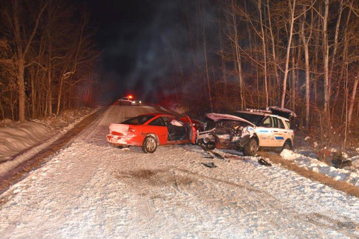 A 53-year-old man from Calmar is facing charges after a serious collision between his vehicle and a Devon RCMP cruiser on Thursday morning. The officer received serious injuries from the incident. RCMP photo