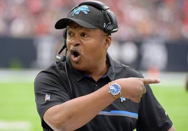 FILE - In an Oct. 30, 2016 file photo, Detroit Lions head coach Jim Caldwell gives directions to his players during the first half of an NFL football game against the Houston Texans, in Houston. Detroit on Monday, Jan. 1, 2018, fired Caldwell, dismissing a coach who received a multiyear contract extension before the season. (AP Photo/George Bridges, File)