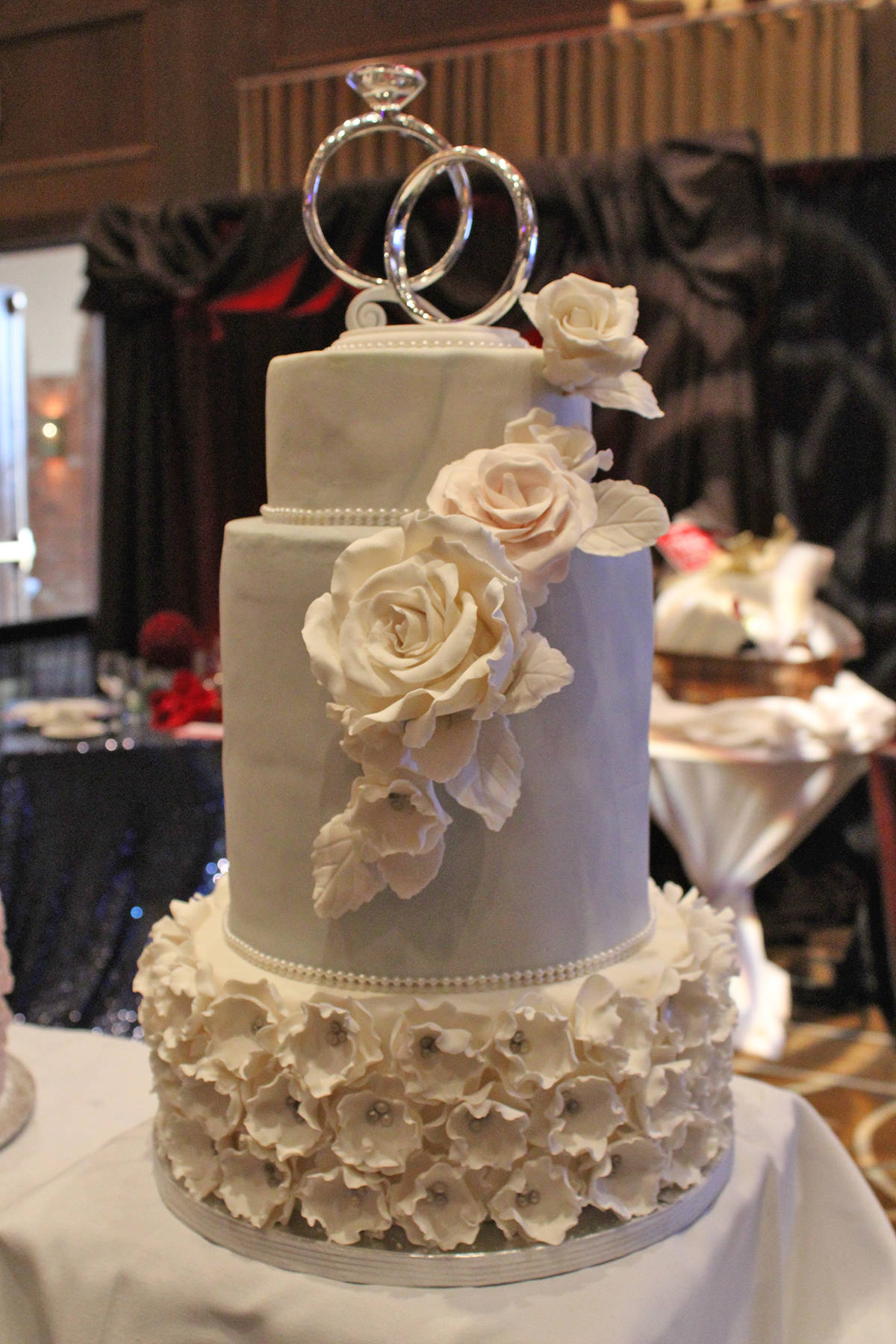 DECADENT DESSERT - One of the many cakes by Red Deer’s Sheraton Hotel was on display at the Sheraton Bridal Showcase Jan. 7th. Carlie Connolly/Red Deer Express