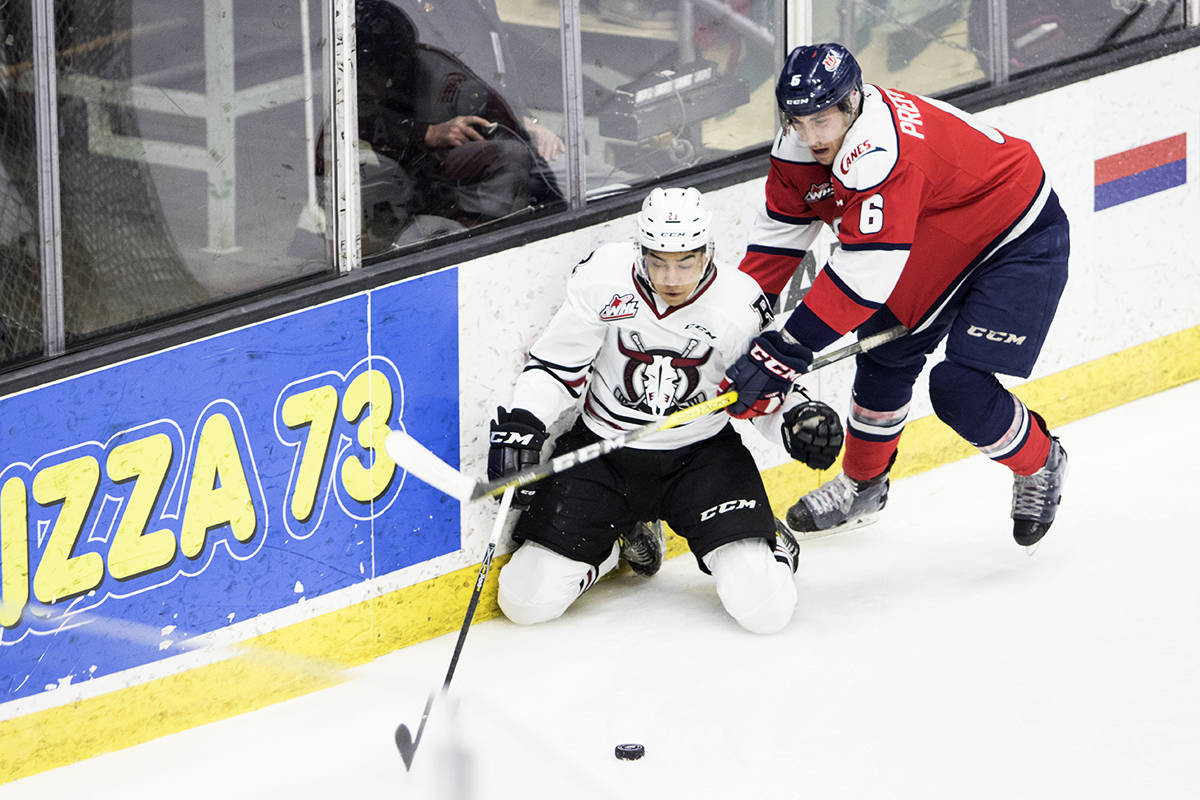 ‘CANES WIN - The Lethbridge Hurricanes brought the Red Deer Rebels to their knees on Jan. 12. Todd Colin Vaughan/Red Deer Express
