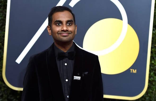 FILE - In this Jan. 7, 2018, file photo, Aziz Ansari arrives at the 75th annual Golden Globe Awards at the Beverly Hilton Hotel in Beverly Hills, Calif. Comedian Ansari has responded to allegations of sexual misconduct by a woman he dated in 2017. Ansari said in a statement Sunday, Jan. 14, that he apologized last year when she told him about her discomfort during a sexual encounter in his apartment he said he believed to be consensual. (Photo by Jordan Strauss/Invision/AP, File)