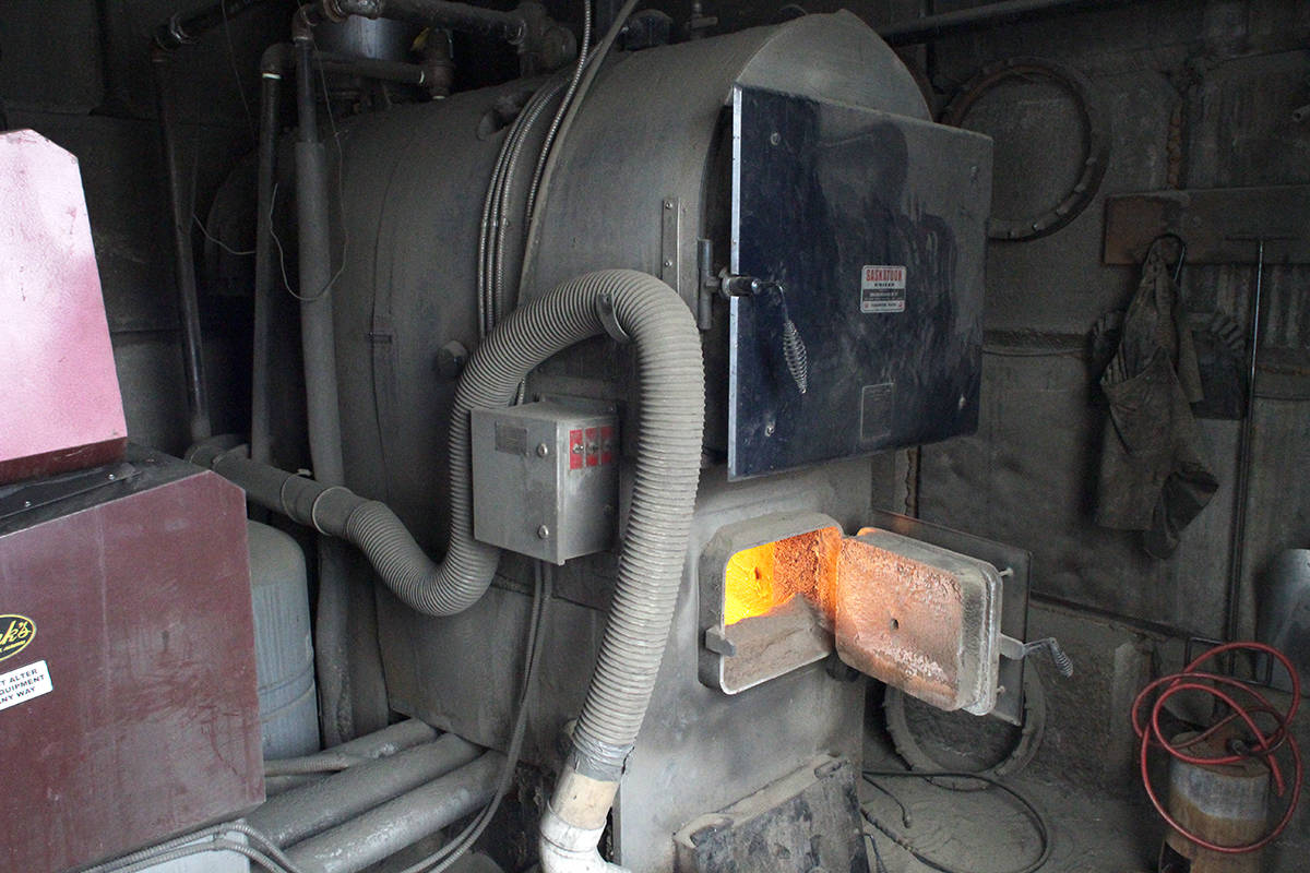 This coal heating system in the McKelvie farm north of Ponoka may soon be seeing its end of days with the carbon levy instituted by the province. McKelvie recently purchased coal to heat his farm and he paid more for the levy than the coal itself.                                Photo by Jeffrey Heyden-Kaye