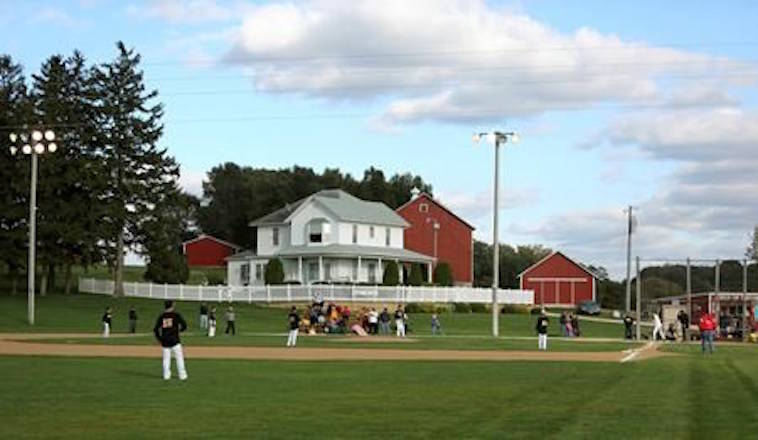 FILE - In this Oct. 2, 2014 file photo, teams play at the “Field of Dreams” during a fall tournament in Dyersville, Iowa. A vandal caused thousands of dollars in damage to the Field of Dreams by driving a vehicle onto the site made famous by the 1989 movie. Workers at the site found the damage Tuesday morning, Jan. 23, 2018, and were still assessing the costs and needed repairs. (Dave Kettering/Telegraph Herald via AP, File)