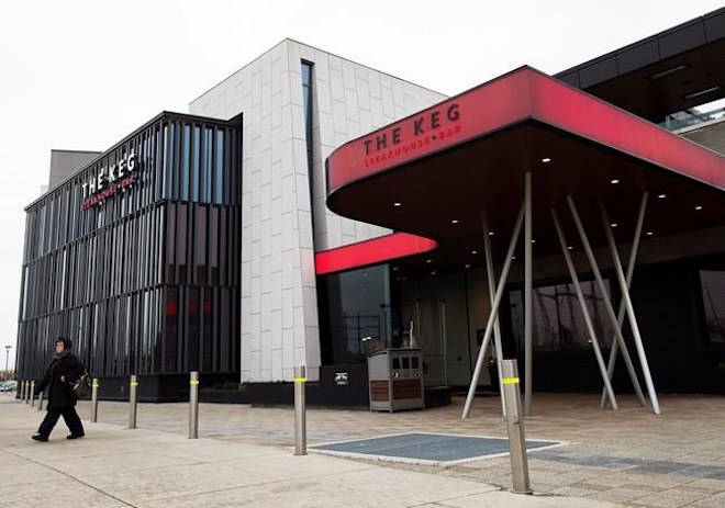 A photograph of The Keg Steakhouse and Bar is shown at Sherway Gardens mall in Toronto on Tuesday, January 23, 2018. THE CANADIAN PRESS/Nathan Denette