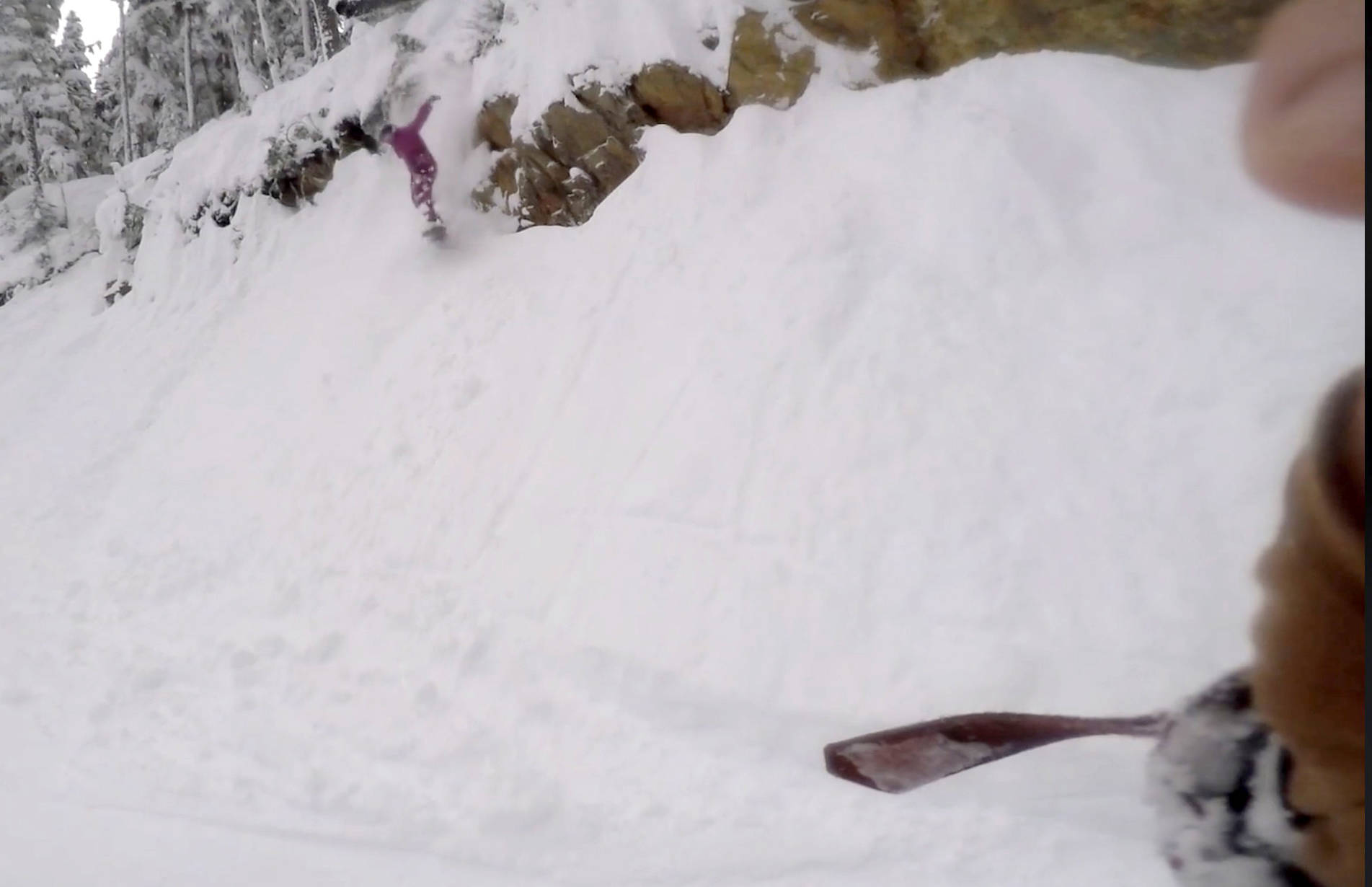 VIDEO: Boarder disappears into Whistler snowbank