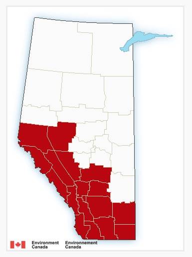 Red Deer snow storm warning