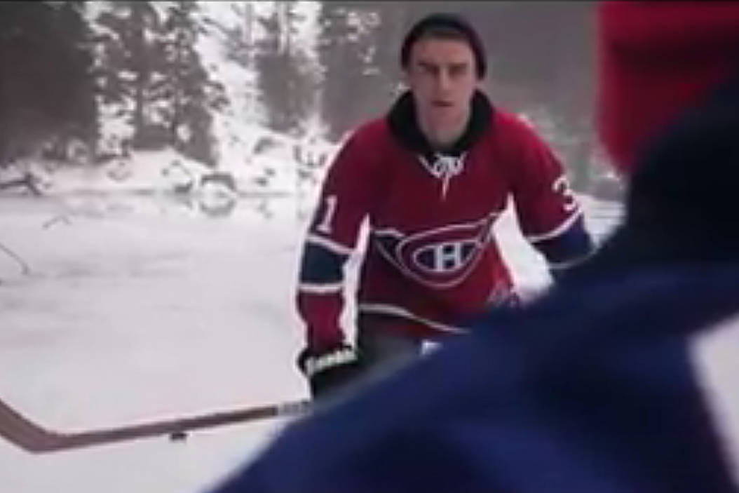 Young men shoot viral video playing hockey on frozen B.C. lake