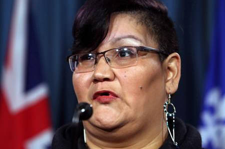 Colleen Cardinal, network coordinator of the National Indigenous Survivors of Child Welfare Network, speaks during a news conference in Ottawa, Feb. 2. (Fred Chartrand/The Canadian Press)