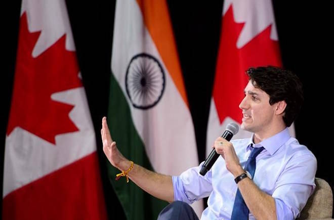 Prime Minister Justin Trudeau takes part in an armchair discussion at the Indian Institute of Management in Ahmedabad, India on Monday, Feb. 19, 2018. THE CANADIAN PRESS/Sean Kilpatrick