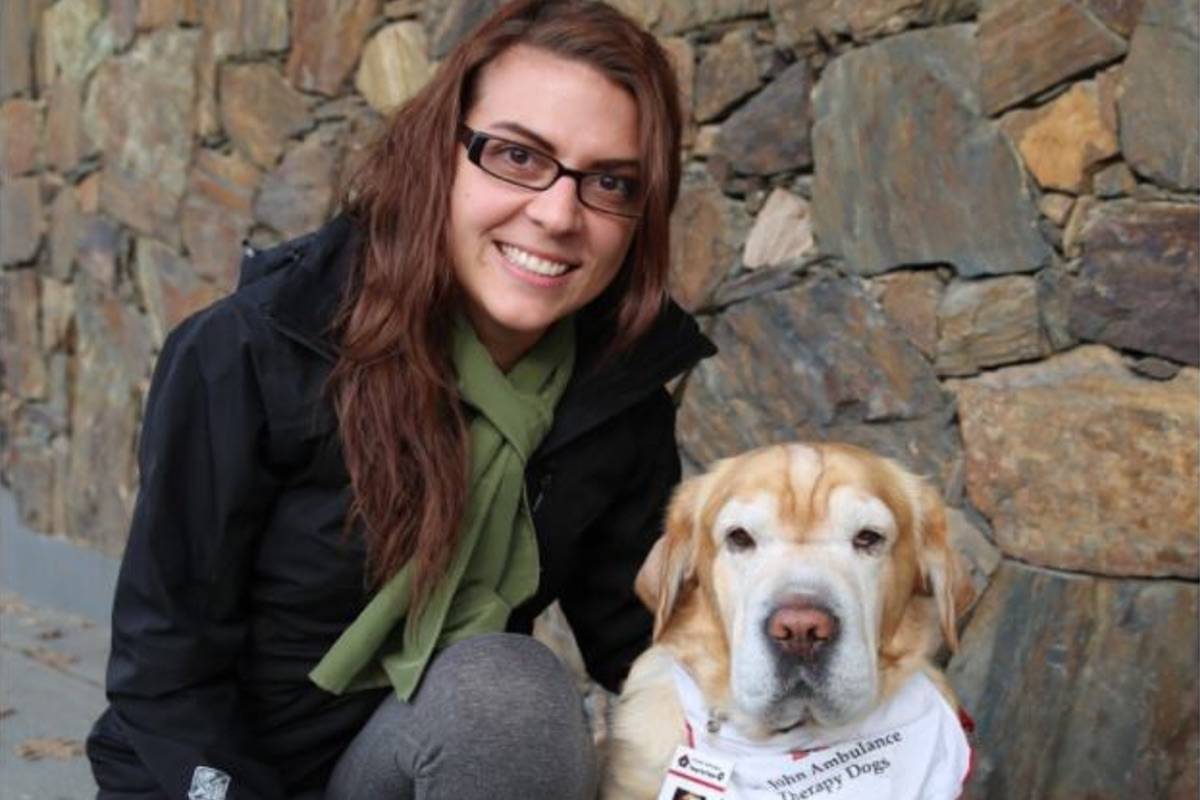 Jillian Zielinski of JZ Creative and Luna, a St John’s Ambulance Therapy Dog.