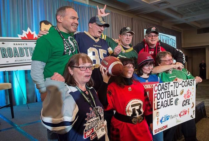 Fans show their support for a local team at a public town hall meeting in Halifax on Friday, Feb. 23, 2018. THE CANADIAN PRESS/Andrew Vaughan