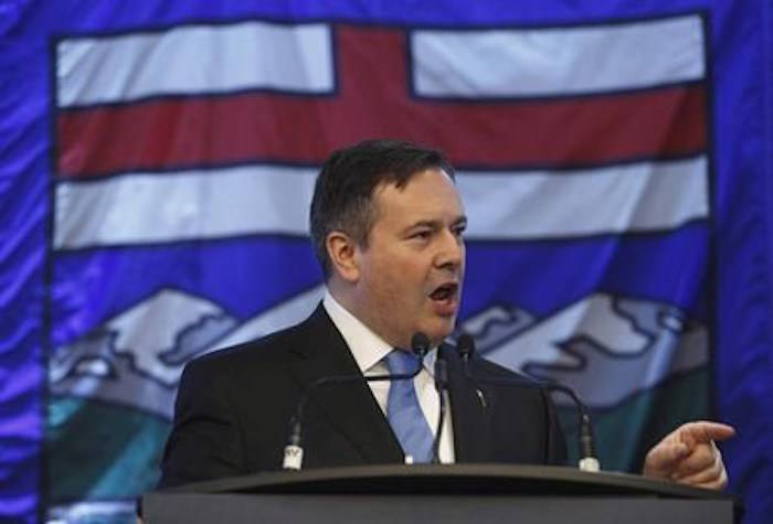 United Conservative Party leader Jason Kenney speaks to supporters after being sworn in as MLA for Calgary-Lougheed, in Edmonton Alta, on Monday January 29, 2018. THE CANADIAN PRESS/Jason Franson