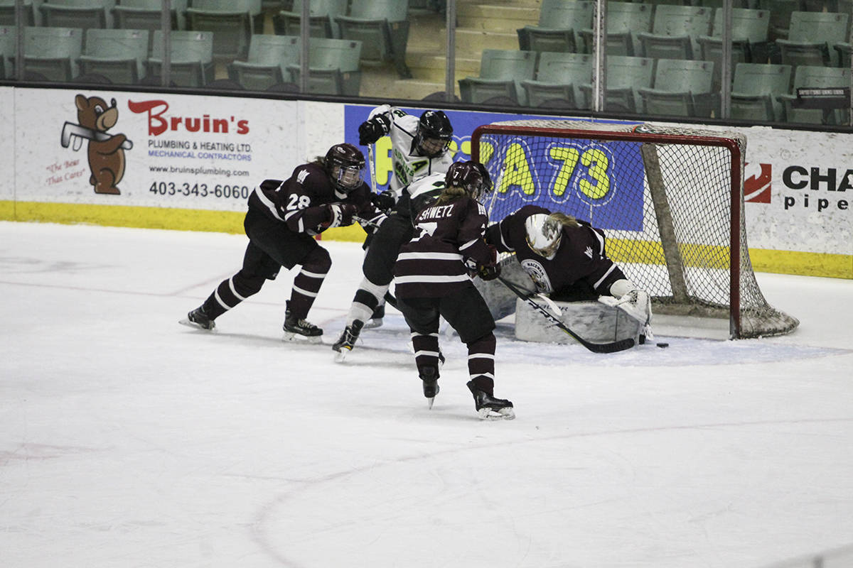 ACAC FINALS - The Red Deer College Queens were unable to solve the defence of the MacEwan University Griffins. Todd Colin Vaughan/Red Deer Express