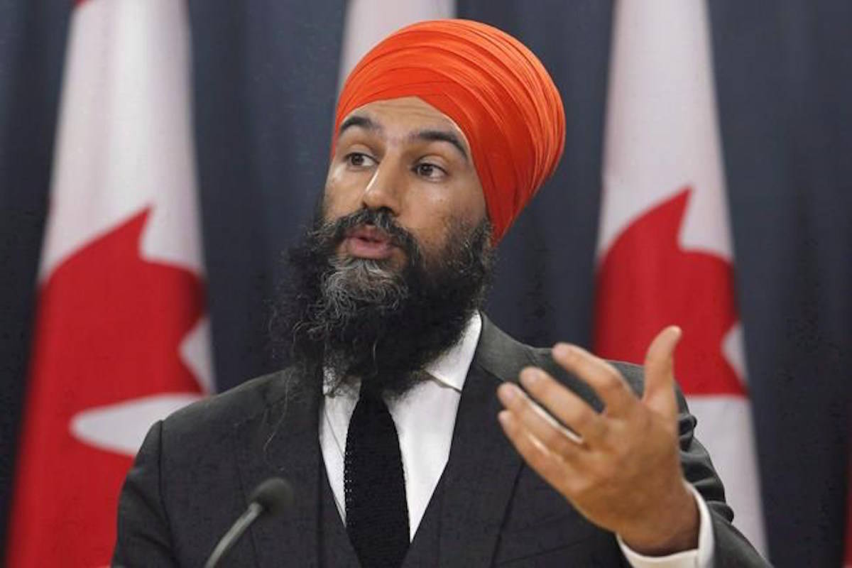 NDP Leader Jagmeet Singh speaks at a press conference as he unveils the NDP’s top priorities ahead of the federal budget on February 13, 2018. Singh says he condemns all acts of terrorism no matter who is committing them. THE CANADIAN PRESS/ Patrick Doyle