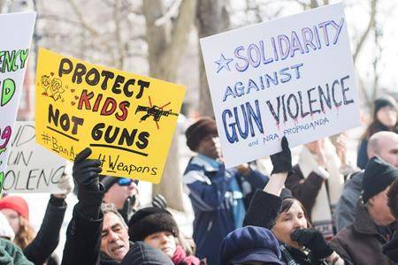 Hundreds of people have joined events in cities across Canada to in support the March for our Lives march in Washington, D.C., on Saturday, March 24. (The Canadian Press)