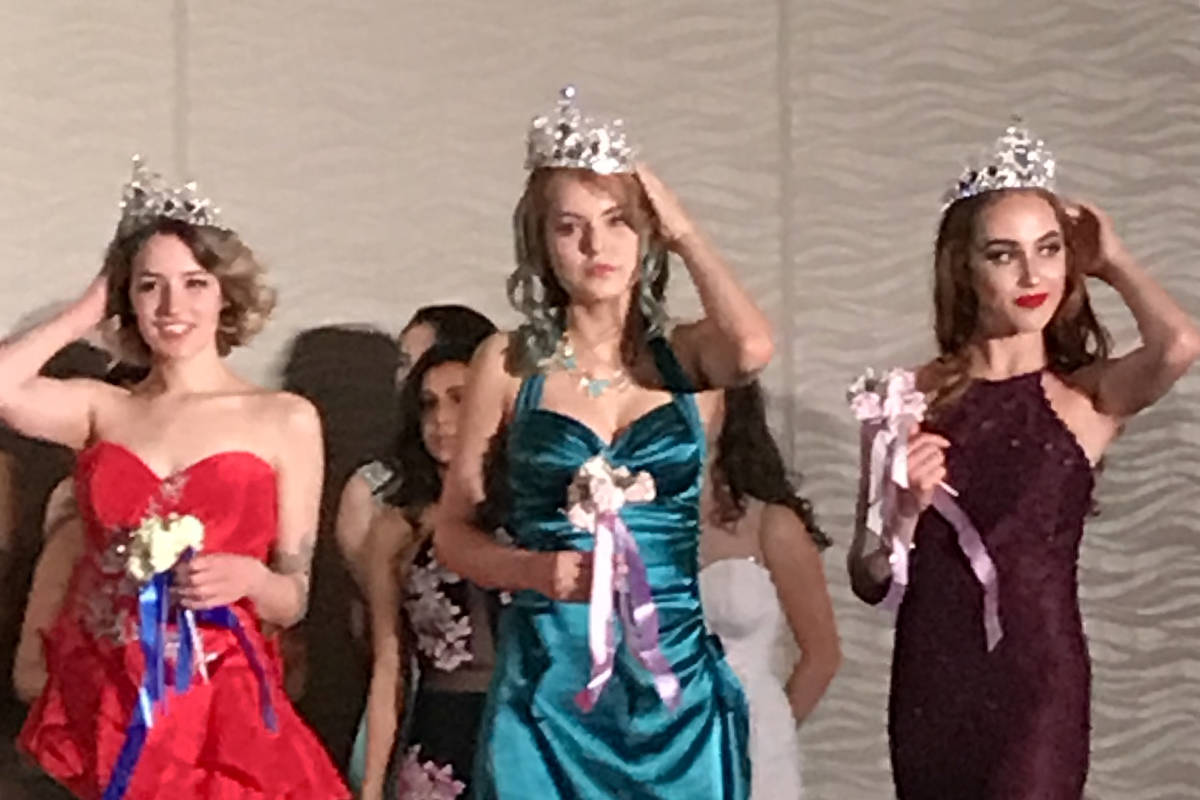 Shareena Ermineskin (middle) is crowned Miss Teen Central Alberta as a pageant in Calgary recently. Her platform was suicide awareness.                                Photo submitted