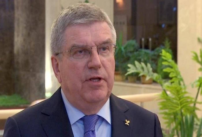 Thomas Bach, President of the International Olympic Committee, talks to The Associated Press about his visit to North Korea in the Koryo Hotel, Pyongyang, North Korea, Friday, March 30, 2018. Bach arrived in Pyongyang on Thursday to meet with North Korean leader Kim Jong Un and discuss development of sports in North Korea with the preparation of its athletes to qualify and participate in upcoming Olympics.(AP Photo)