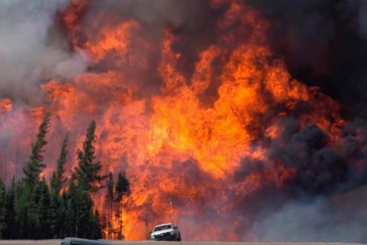 Wildfire rips through the forest south of Fort McMurray, Alta., in 2016. (Jonathan Hayward/The Canadian Press)