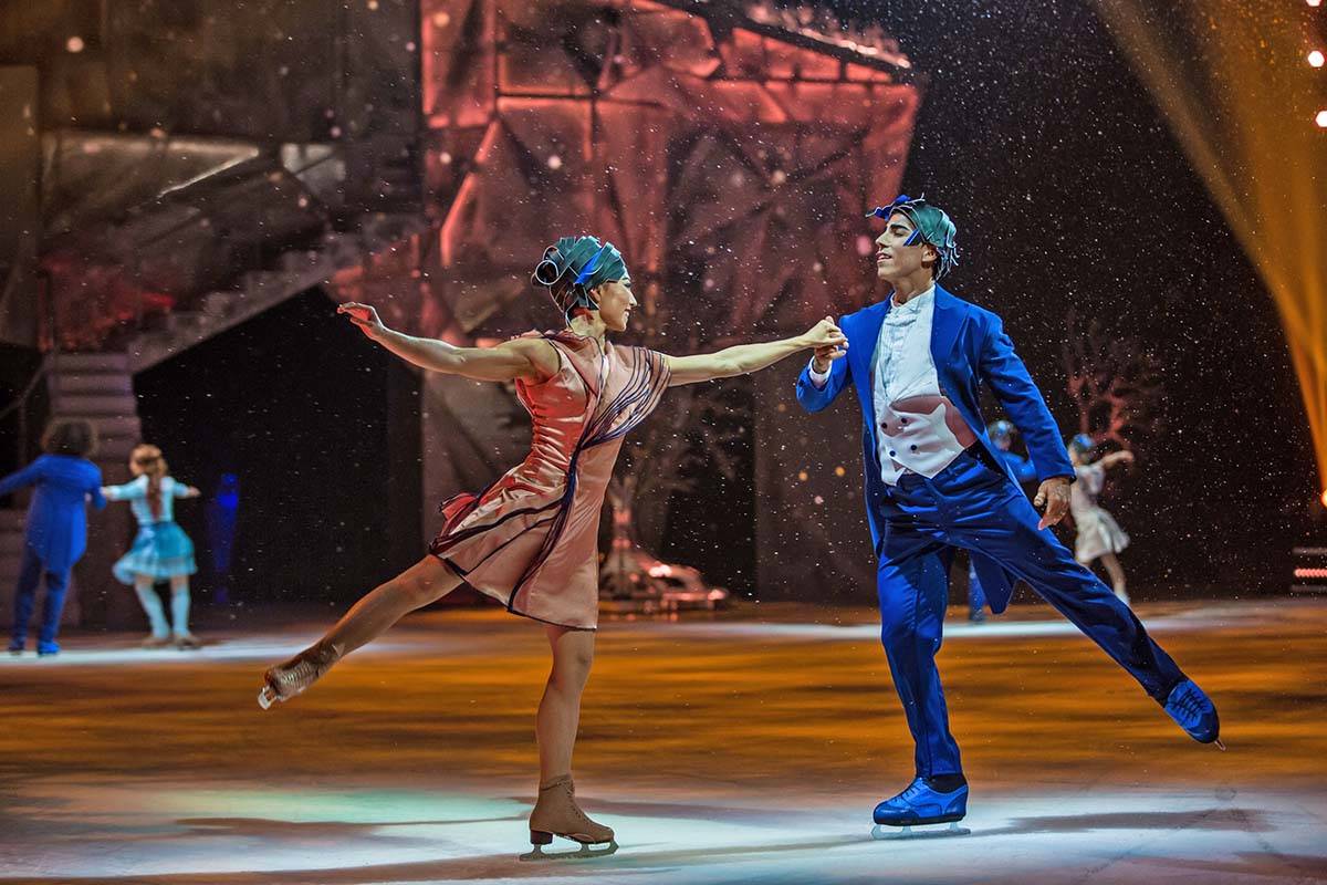 COURTSHIP - A scene between Any Buchanan and his wife Robin Johnstone in the upcoming on ice performance of Cirque Du Soleil’s Crystal.                                photo by Matt Beard @Cirque du Soleil 2017