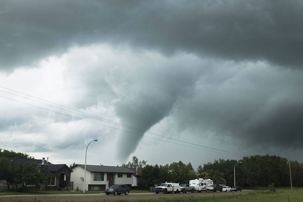 This file photo from 2016 shows a tornado that touched down in Ponoka. It caused damage to five homes but left no injuries. Environment Canada later confirmed the event, stating it was an Enhanced Fujita Scale Zero.